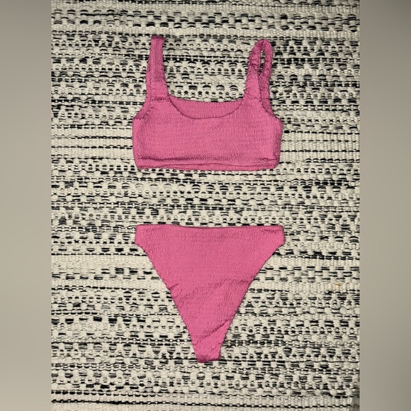 🆕 2/$75 NWT Naked Wardrobe | 2 Piece Smocked Bikini | Pink | Size Large - Picture 5 of 12